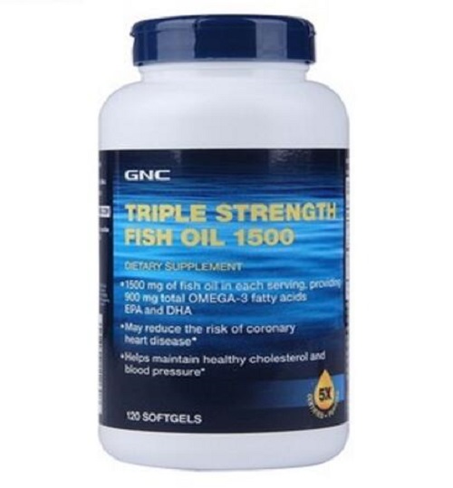 GNC浓缩加强鱼油软胶囊1500mg*120粒DHA&EPA深海鱼油